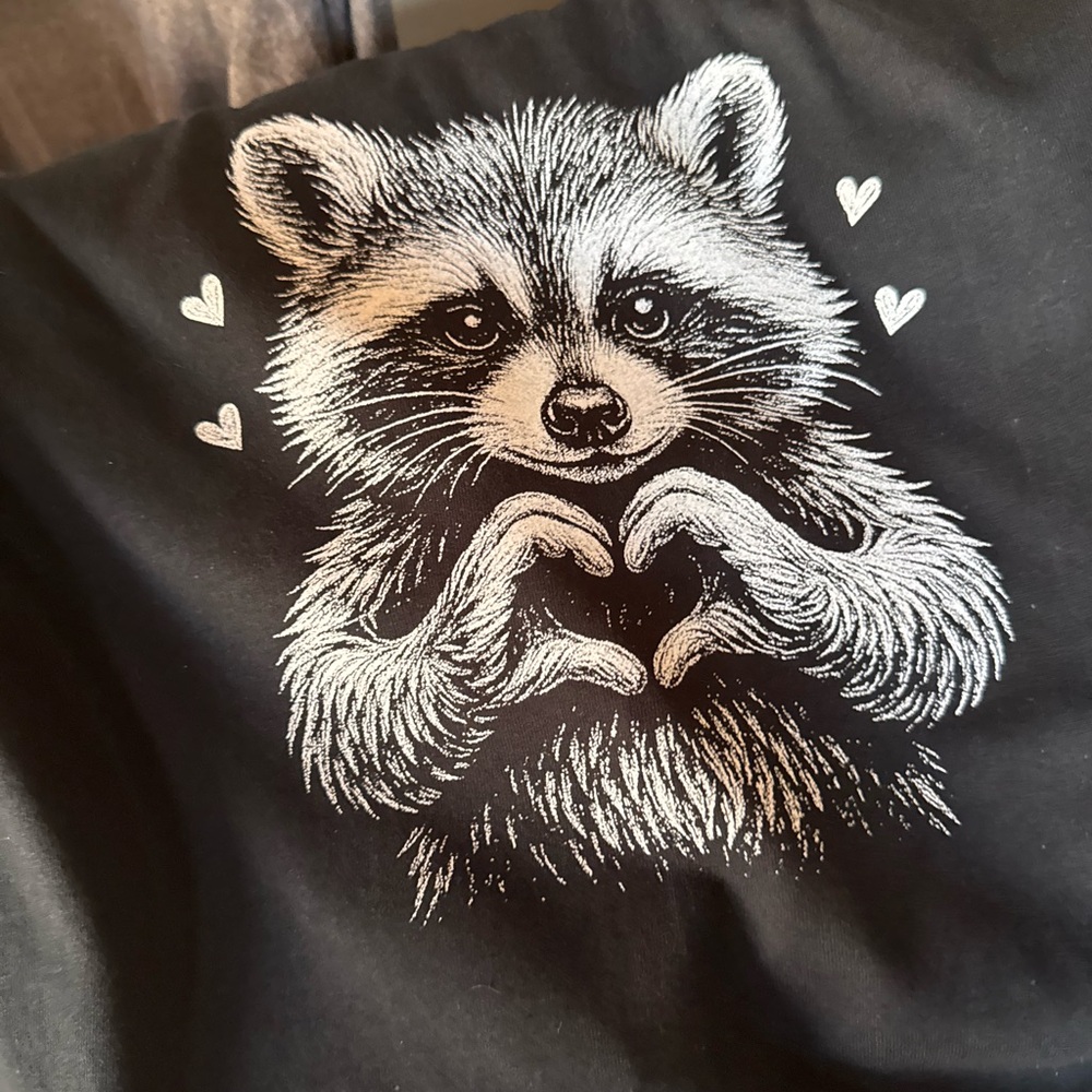 Adorable Black Raccoon Heart Tee